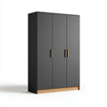 Armoire de chambre 3 portes anthracite et chêne clair 120 x 52 x 200 cm panneaux de particules mélaminés rectangulaire