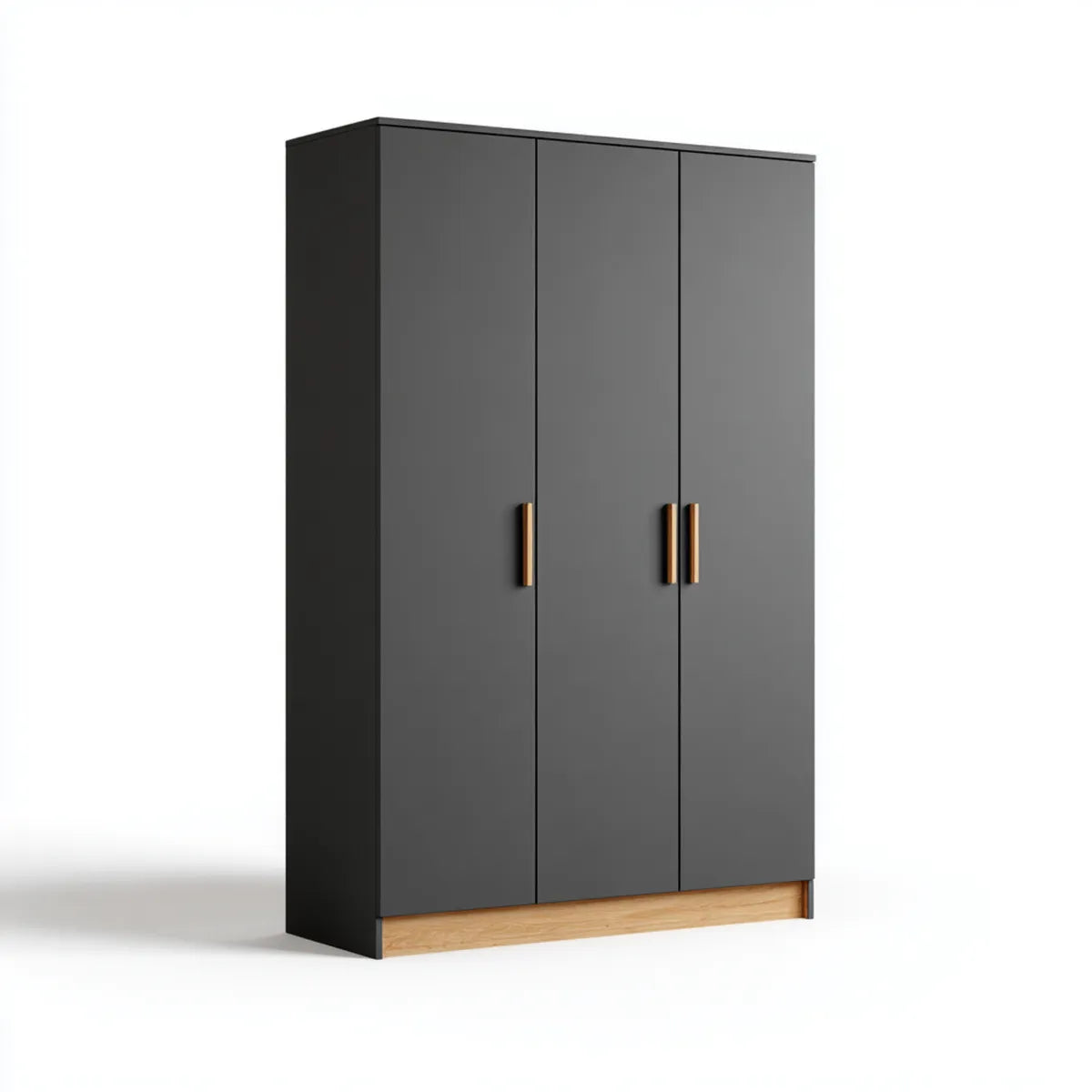 Armoire de chambre 3 portes anthracite et chêne clair 120 x 52 x 200 cm panneaux de particules mélaminés rectangulaire