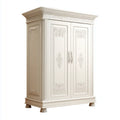 Armoire de chambre 2 portes blanc cassé 120 x 60 x 210 cm en MDF et bois massif rectangulaire