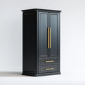 Armoire de chambre rectangulaire noire 2 portes 2 tiroirs en panneaux MDF 100 x 55 x 200 cm