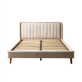 Lit double capitonné beige 160 x 200 cm en polyester effet velours rectangulaire