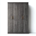 Armoire de chambre 4 portes gris anthracite effet chêne 120 x 50 x 180 cm en panneaux de particules rectangulaire