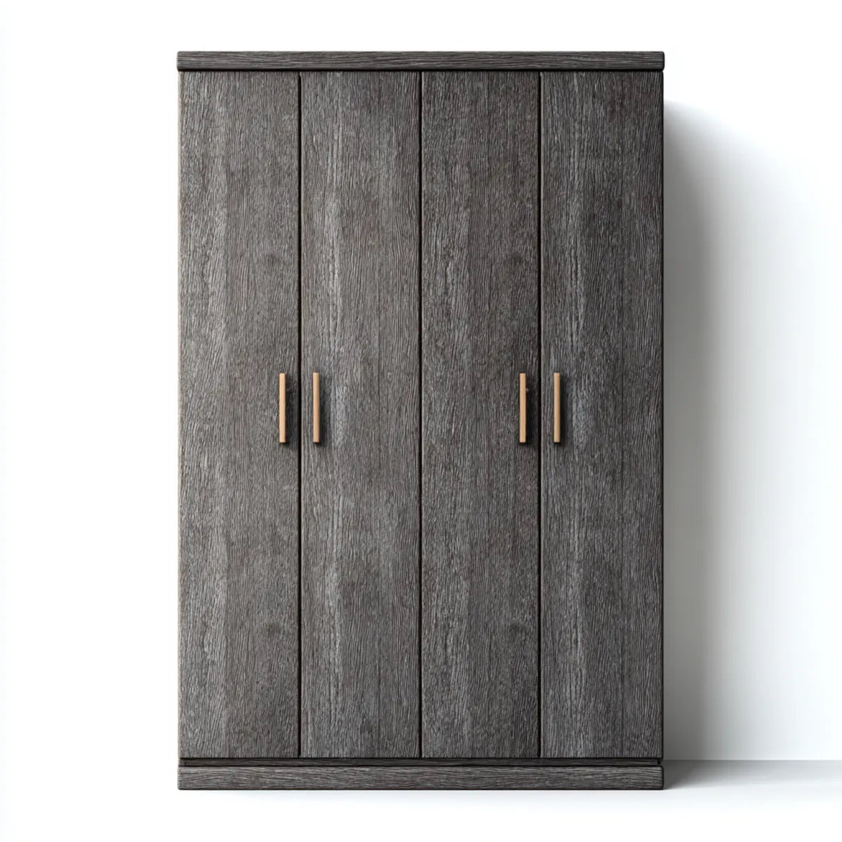 Armoire de chambre 4 portes gris anthracite effet chêne 120 x 50 x 180 cm en panneaux de particules rectangulaire