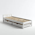 Lit simple avec 2 tiroirs blanc 90 x 190 cm en pin massif rectangulaire
