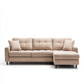 Canapé d'angle droit 4 places beige 260 x 160 x 85 cm en microfibre polyester forme L