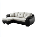Canapé d'angle gauche 4 places noir et blanc en similicuir PU 240 x 160 x 90 cm