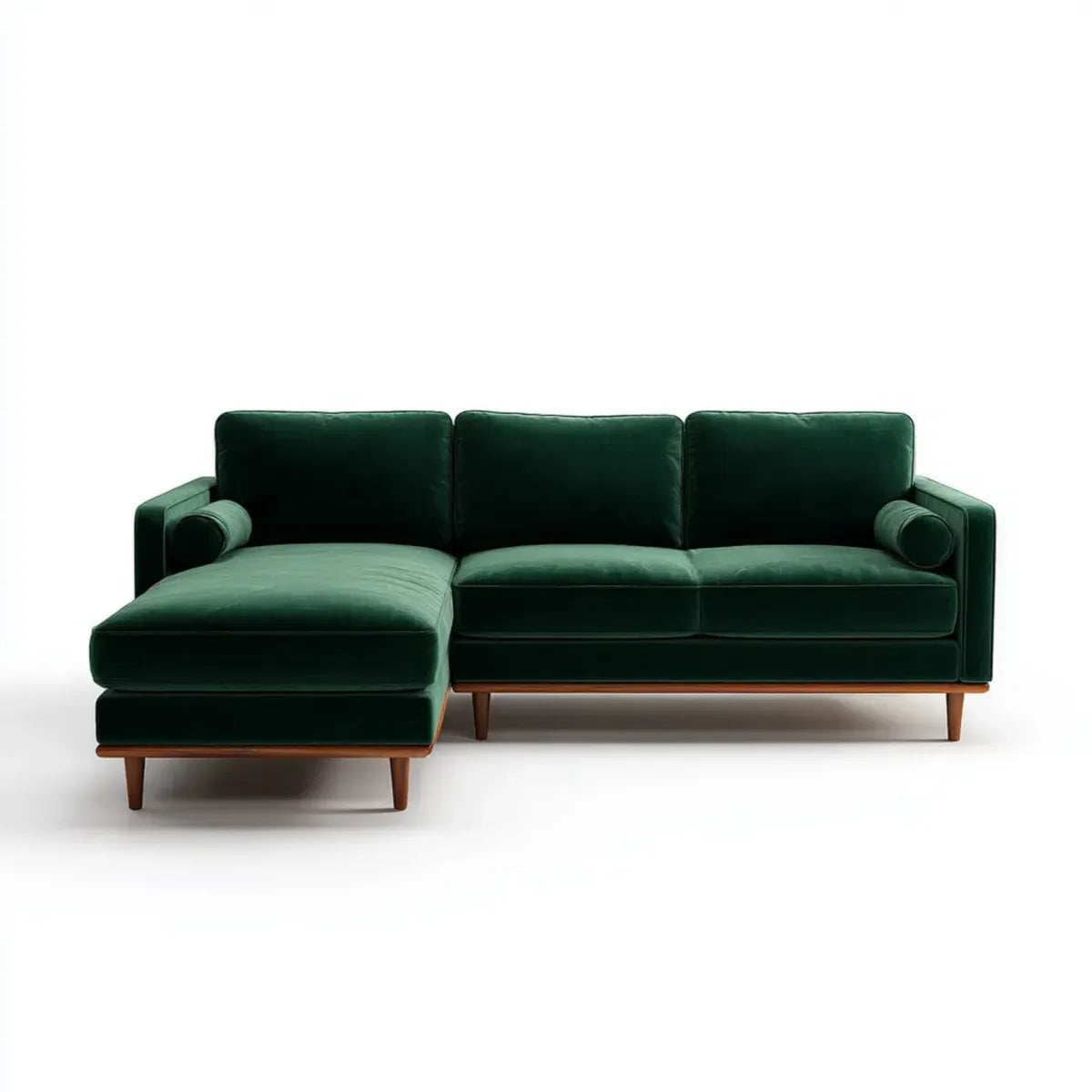 Canapé d'angle gauche 3 places vert foncé en velours de polyester 260 x 160 x 85 cm