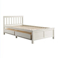 Lit simple avec 2 tiroirs blanc 90 x 190 cm pin massif rectangulaire