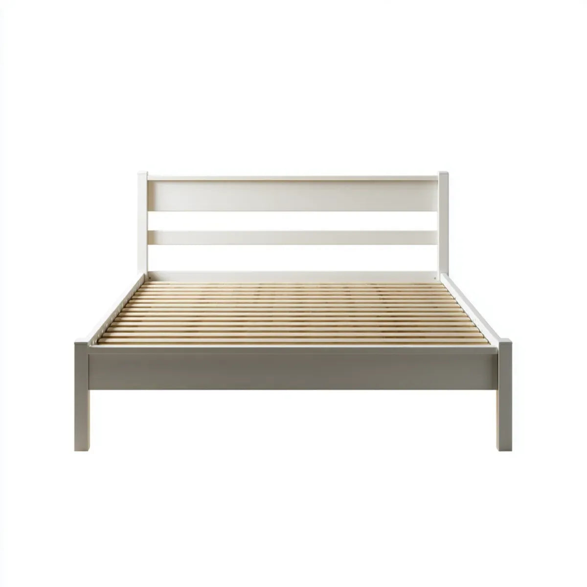 Lit simple avec sommier à lattes blanc 90 x 190 cm en pin massif rectangulaire