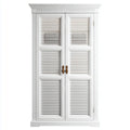 Armoire de chambre 2 portes persiennées blanche 100 x 55 x 200 cm en panneaux MDF rectangulaire
