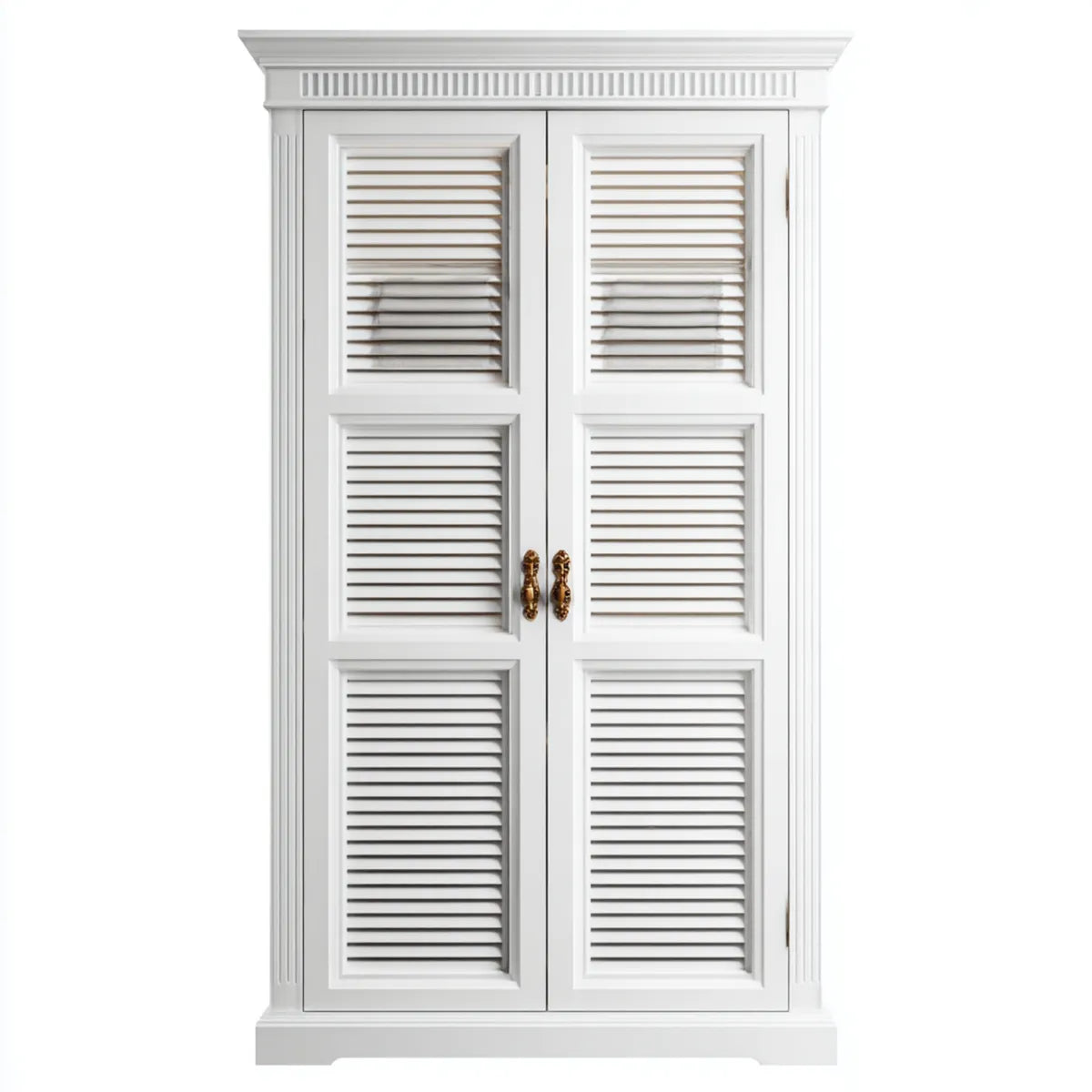 Armoire de chambre 2 portes persiennées blanche 100 x 55 x 200 cm en panneaux MDF rectangulaire