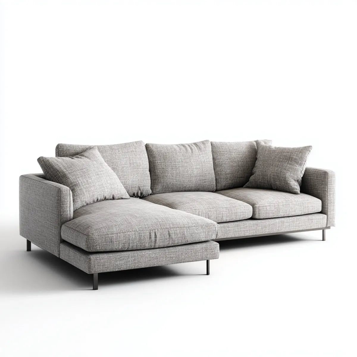 Canapé d'angle gauche 3 places gris clair en polyester forme L 280 x 160 x 85 cm