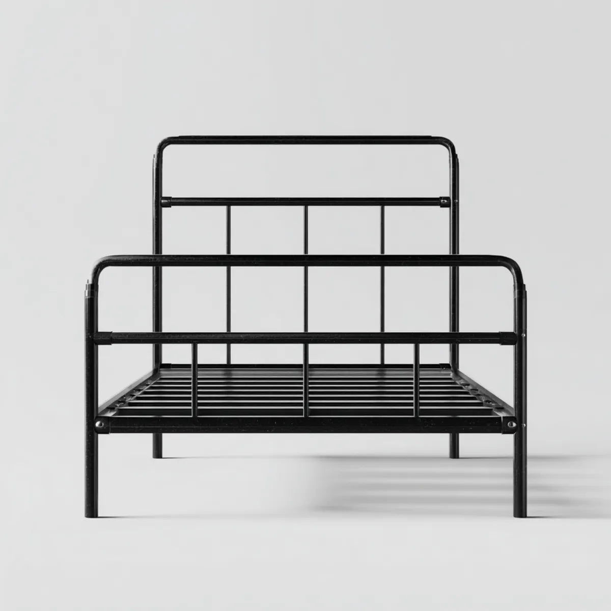 Cadre de lit double noir en acier rectangulaire 140 x 190 cm