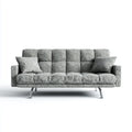 Canapé 3 places gris en polyester avec pieds en acier 220 x 90 x 88 cm