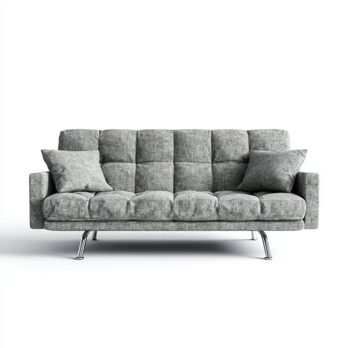 Canapé 3 places gris en polyester avec pieds en acier 220 x 90 x 88 cm