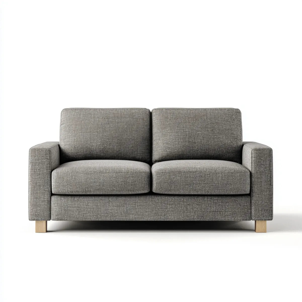 Canapé 2 places gris 150 x 85 x 85 cm en polyester forme droite pieds en bois massif