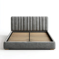 Lit double capitonné gris foncé 160 x 200 cm en cuir synthétique PU avec sommier à lattes tête de lit rectangulaire